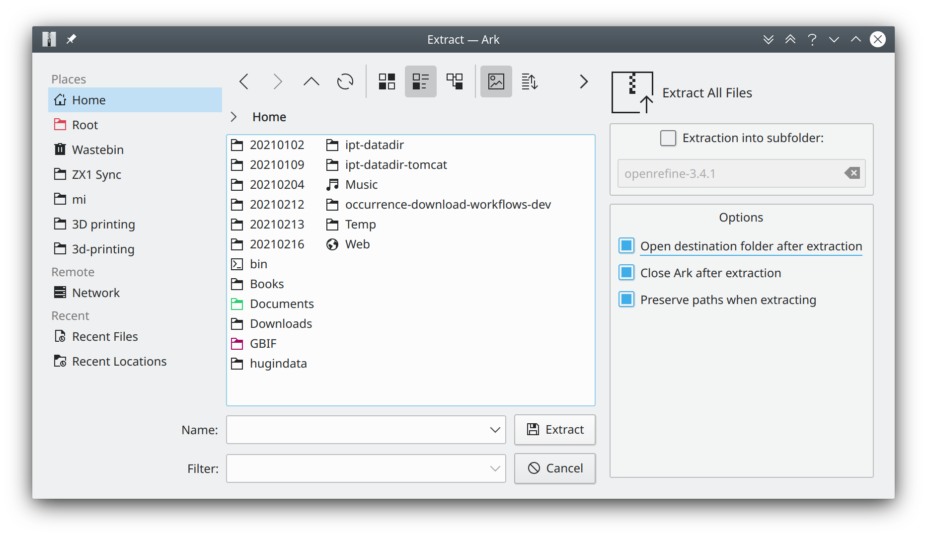 kde3 extract all